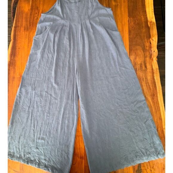 ANRABESS JUMPSUIT LOOSE SLEEVELESS ADJUSTABLE STRAPS BIB WIDE LEG W/POCKETS sz M - Picture 14 of 16